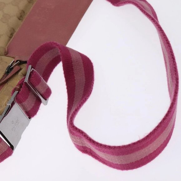 GUCCI GG Canvas Sherry Line Waist Bag Beige Pink Silver 28566 Auth 144532 - Picture 9 of 16